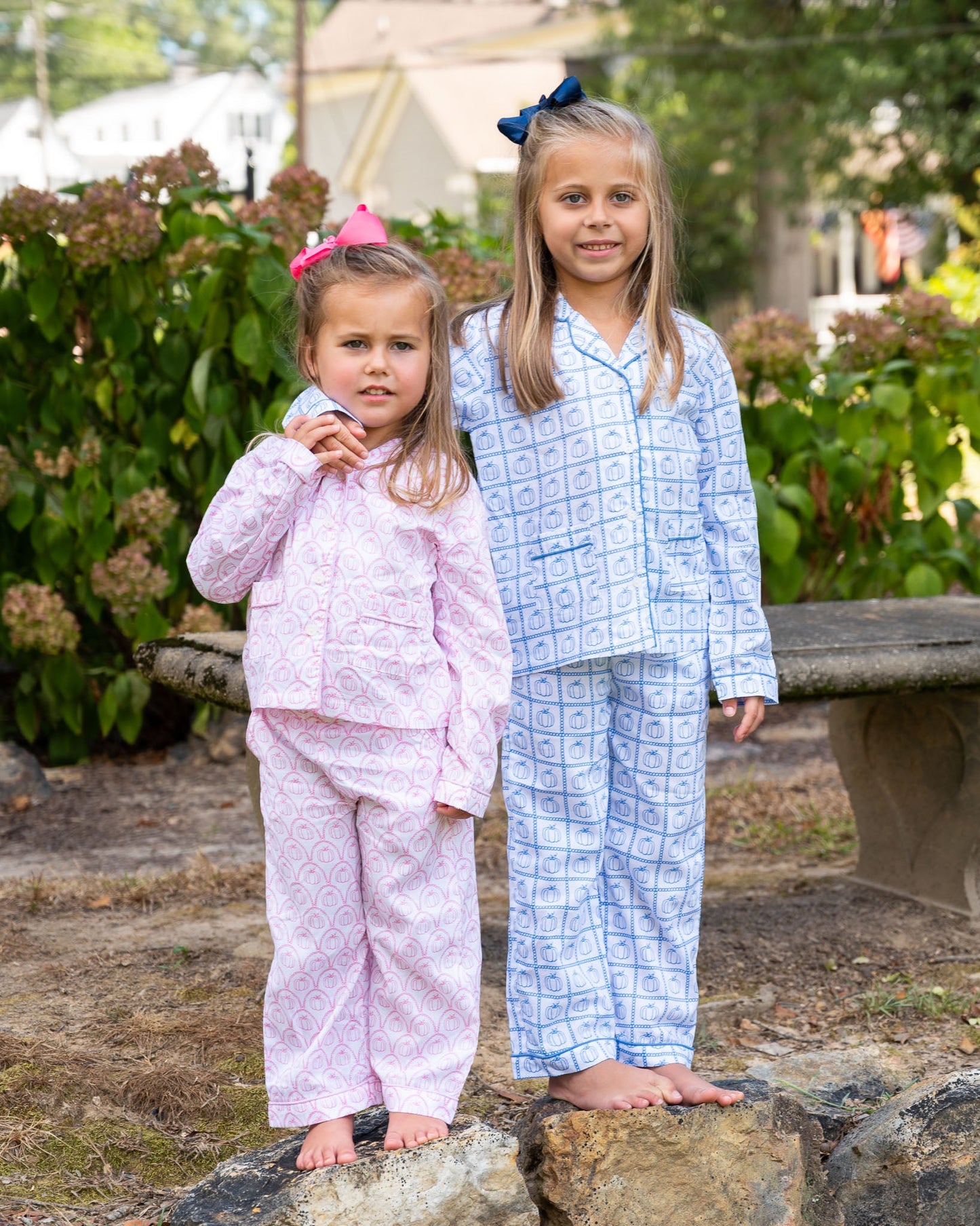 Pink Pumpkin Scallop Print Pajama Set- FINAL SALE