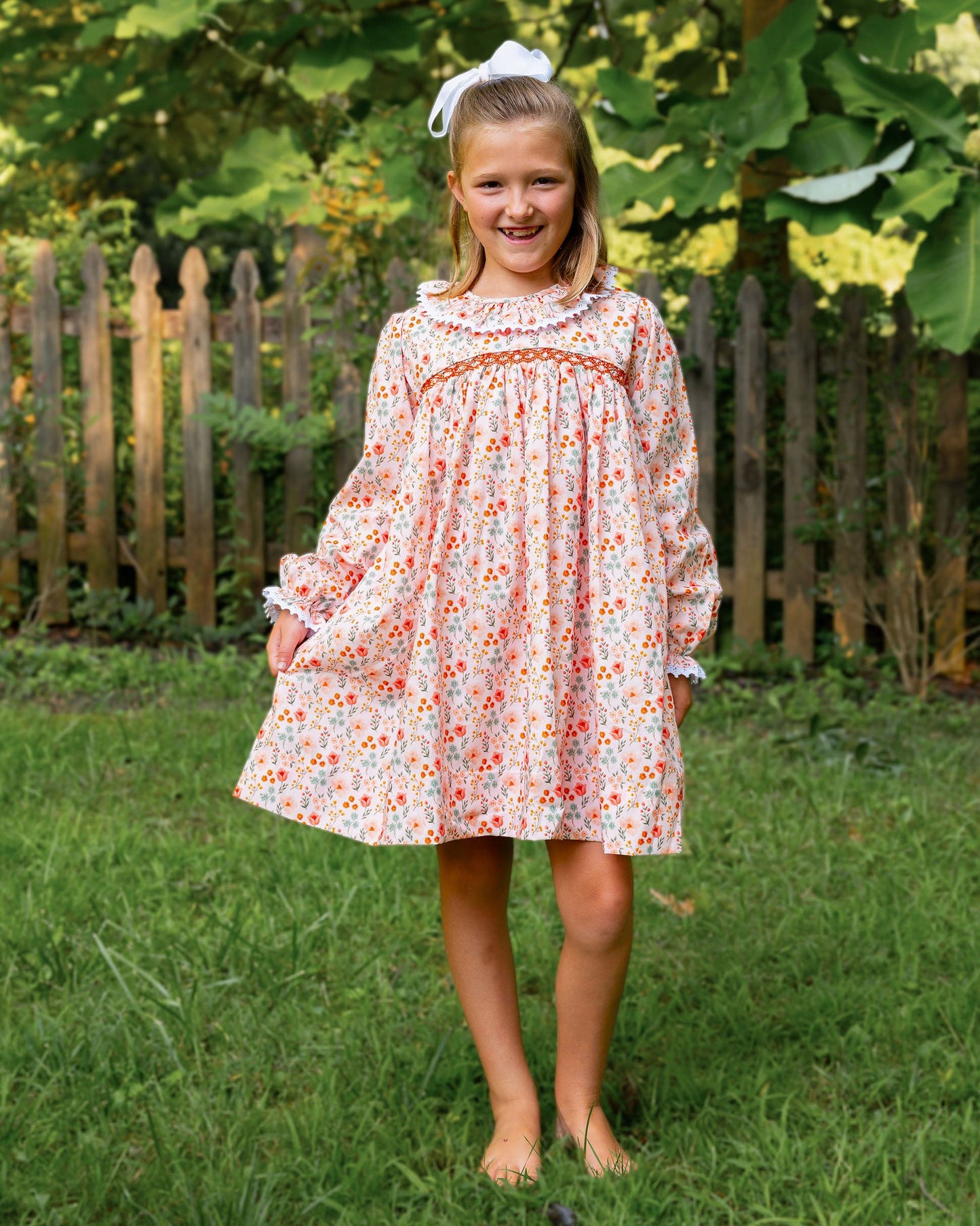 Fall Floral Smocked Dress