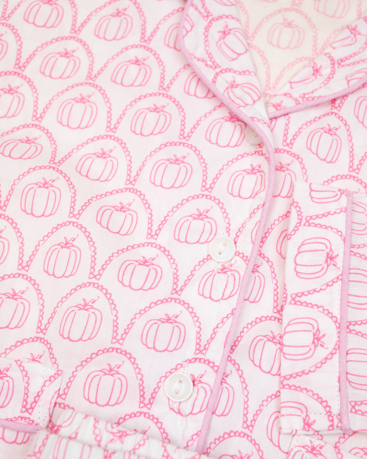 Pink Pumpkin Scallop Print Pajama Set- FINAL SALE