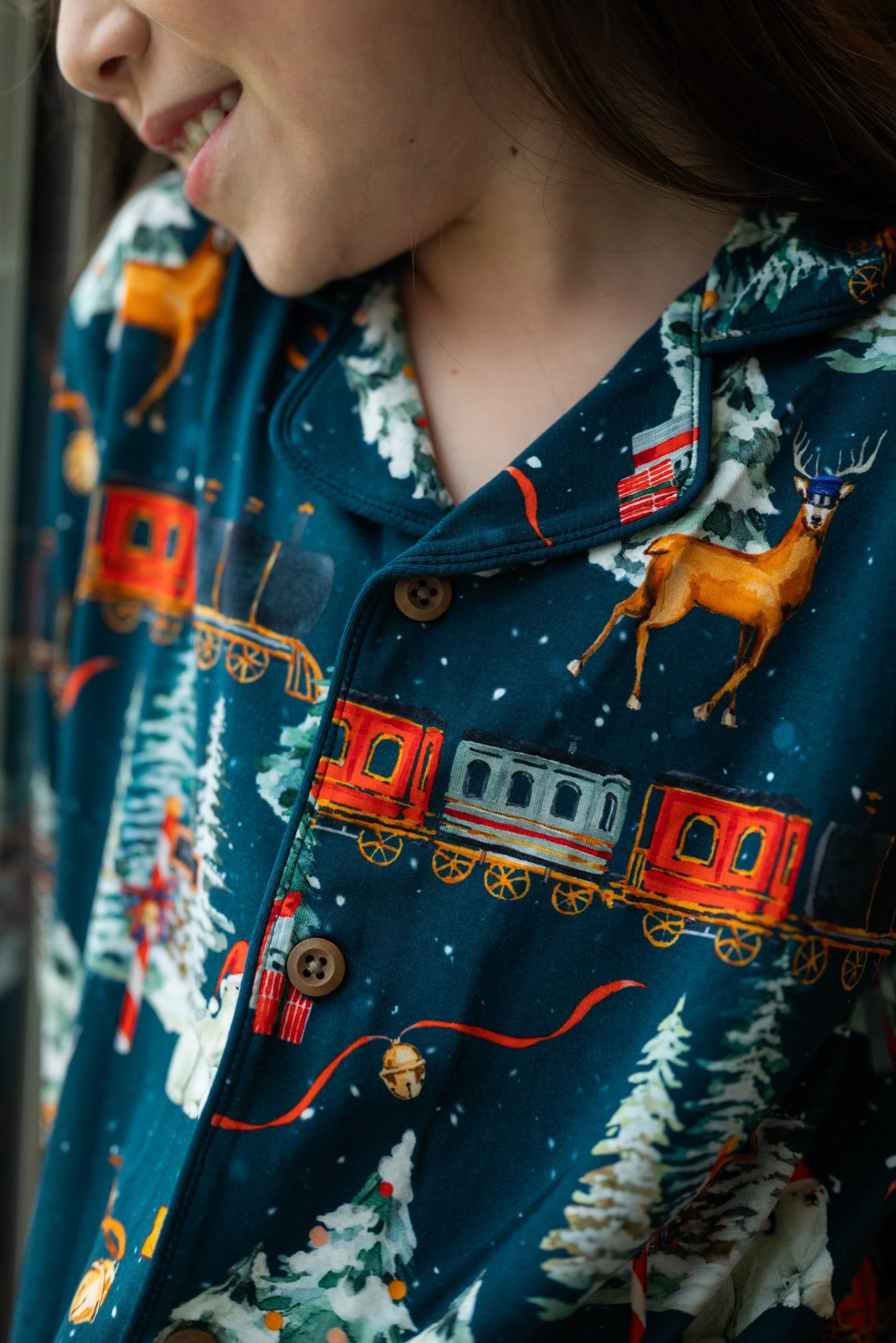 North Pole Express Traditional Button-Down pajamas