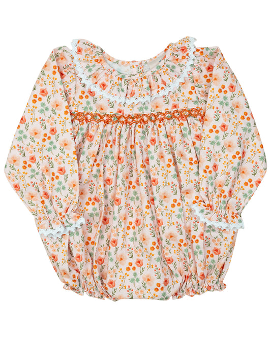 Fall Floral Smocked Bubble