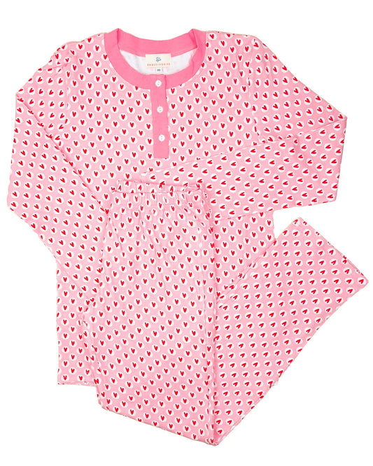 Valentine Hearts Knit Ladies Pajama Set- FINAL SALE