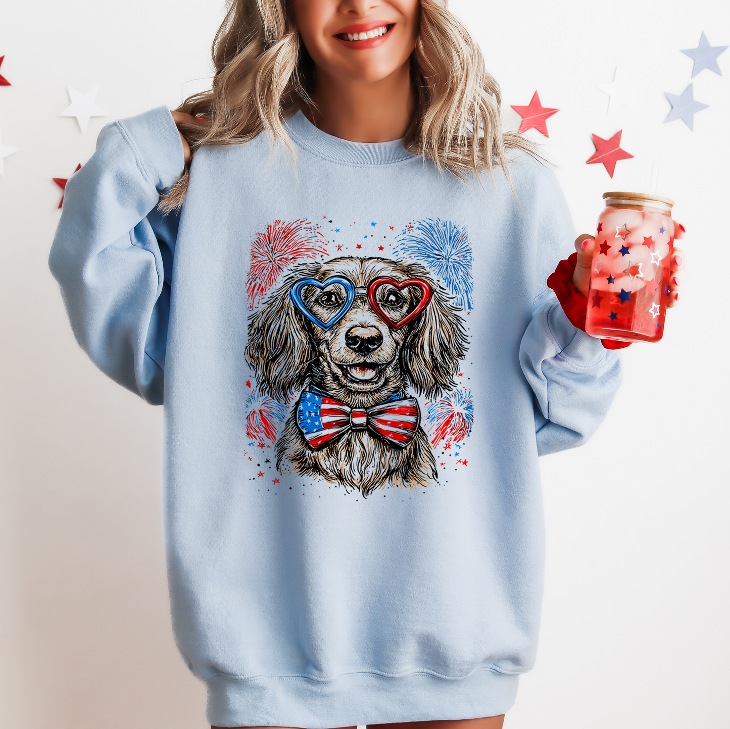 Dachshund Patriotic Dog, USA, America, Pet Lover, 4th of July Sweatshirt