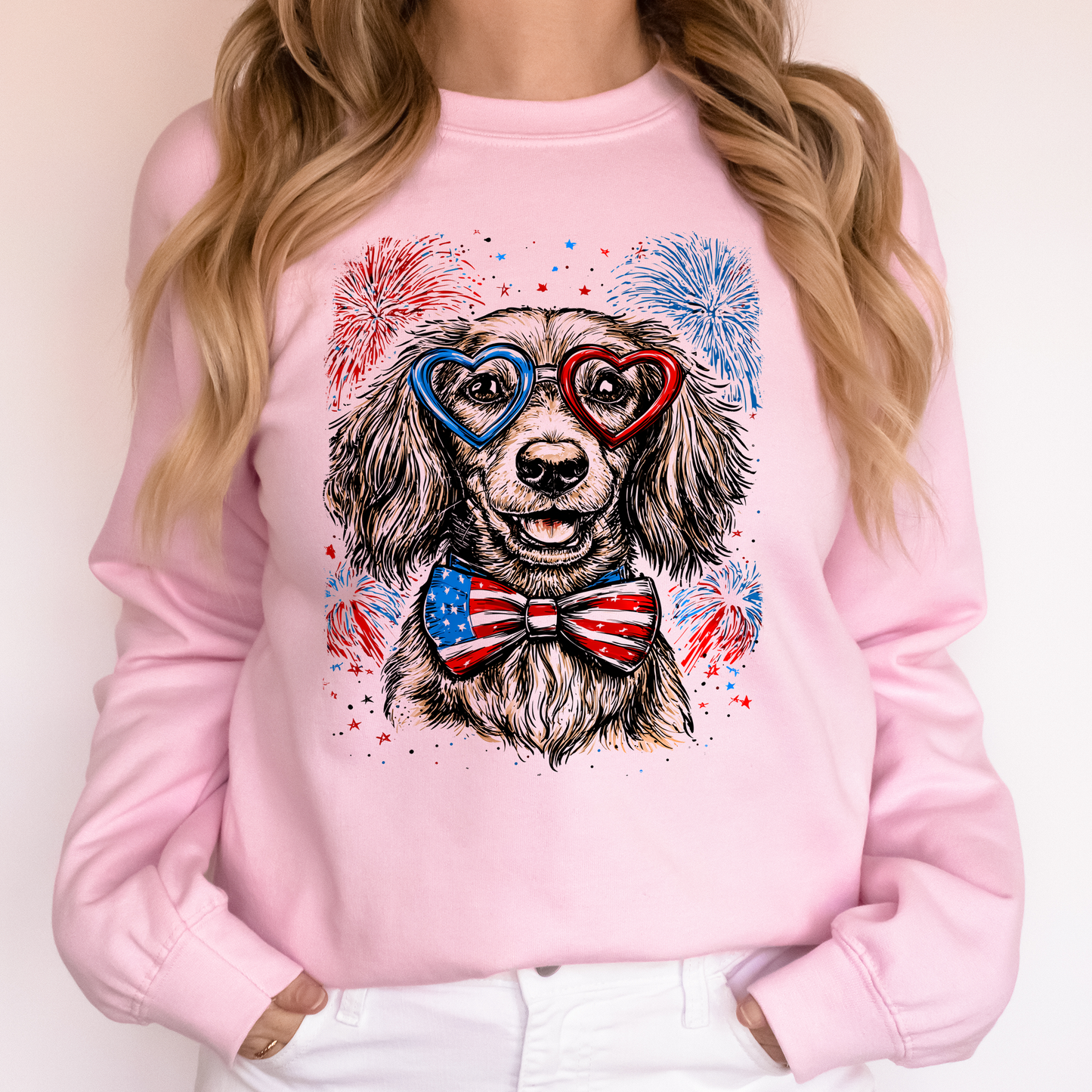 Dachshund Patriotic Dog, USA, America, Pet Lover, 4th of July Sweatshirt