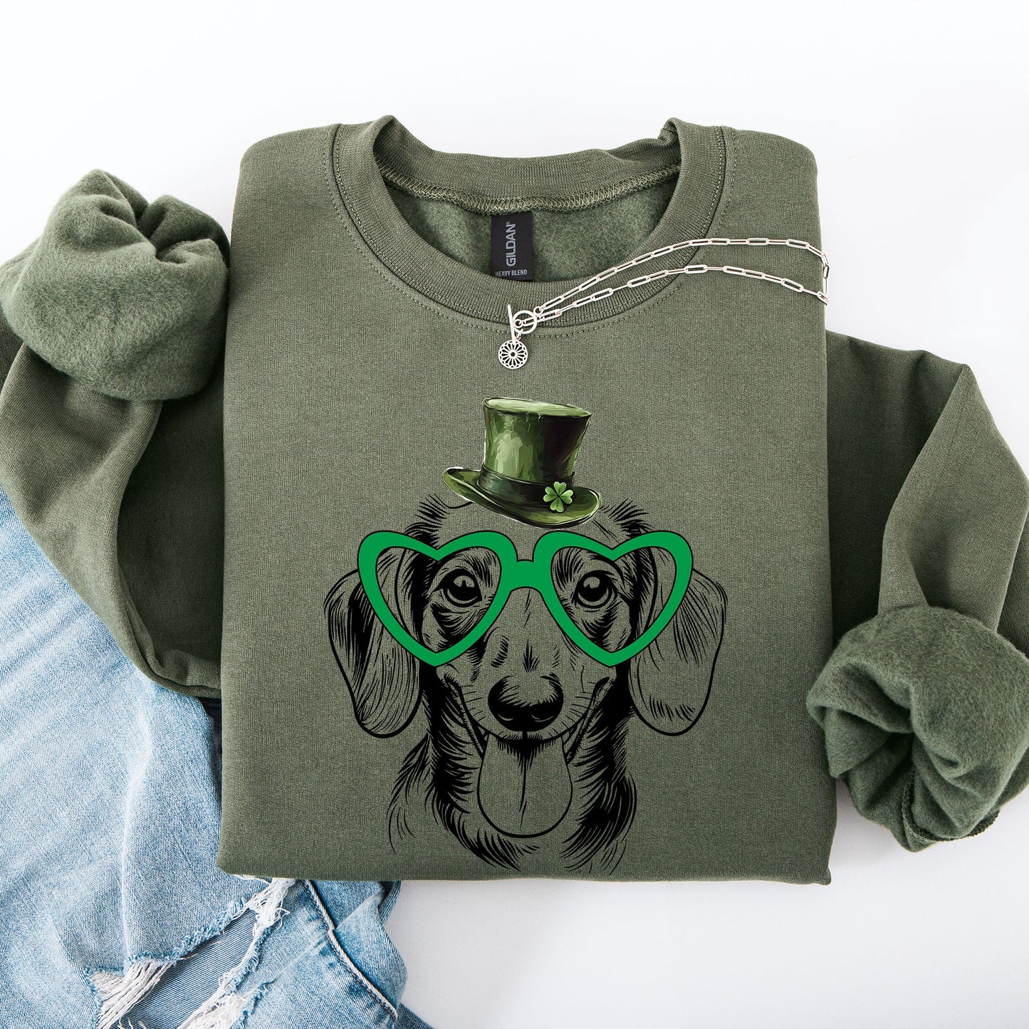 Dachshund, Adorable Dog, St Patrick's Day, Lucky, Irish Sweatshirt