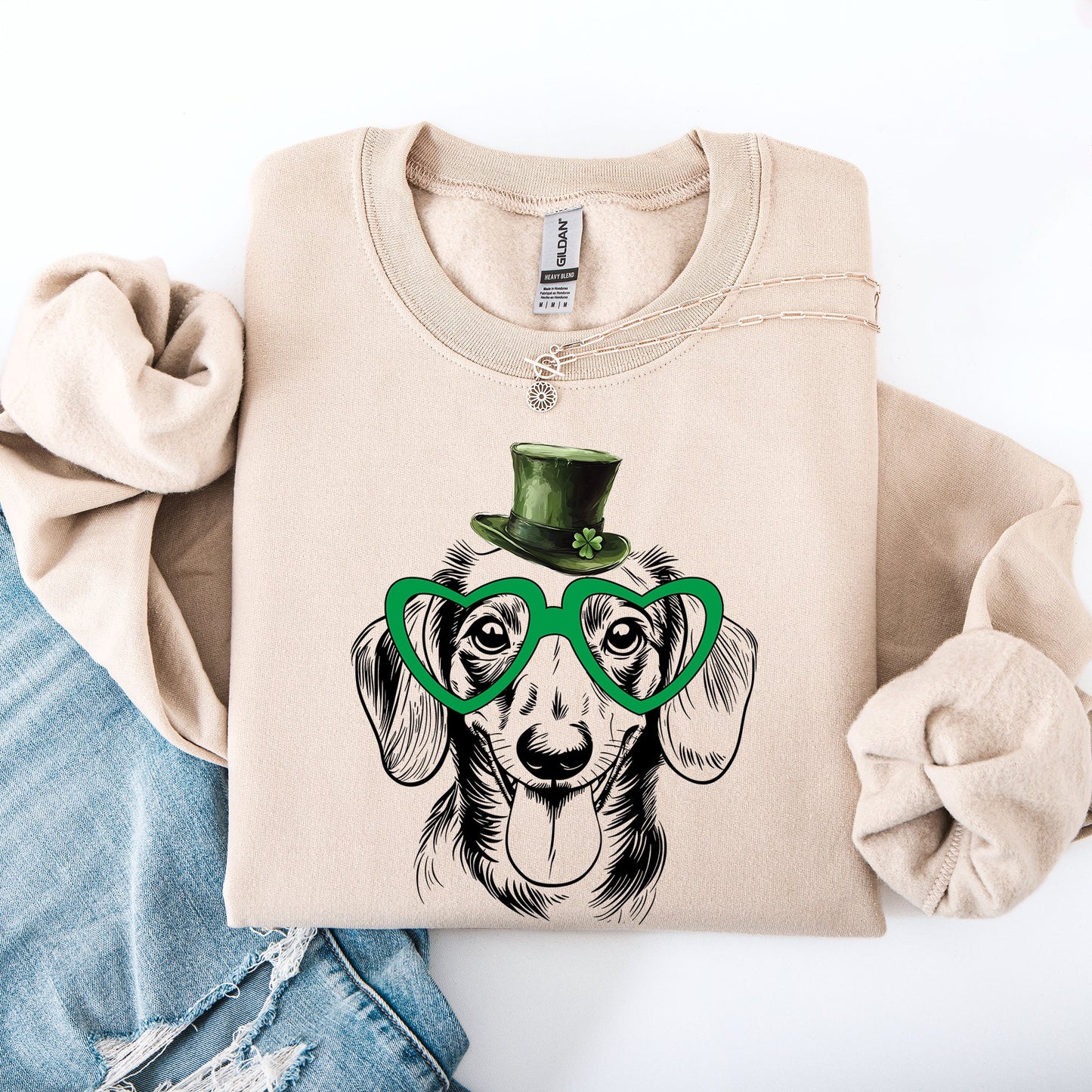 Dachshund, Adorable Dog, St Patrick's Day, Lucky, Irish Sweatshirt