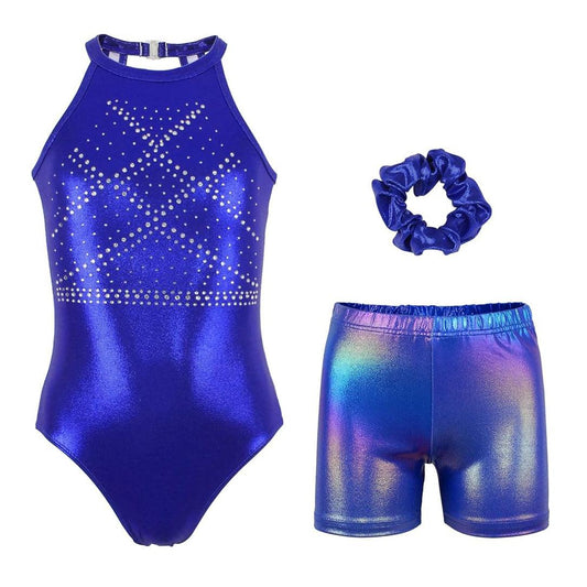 Blue Radiant Sapphire Gymnastics Leotard Outfit Set