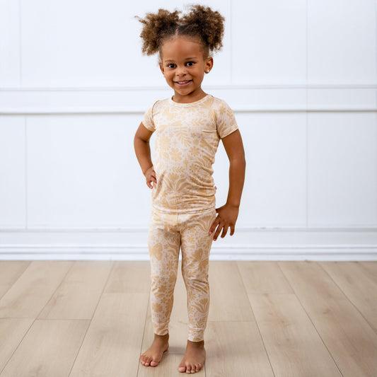 The Second-Skin 2-Piece Short Sleeve Pajama | Om Baby (Beige)