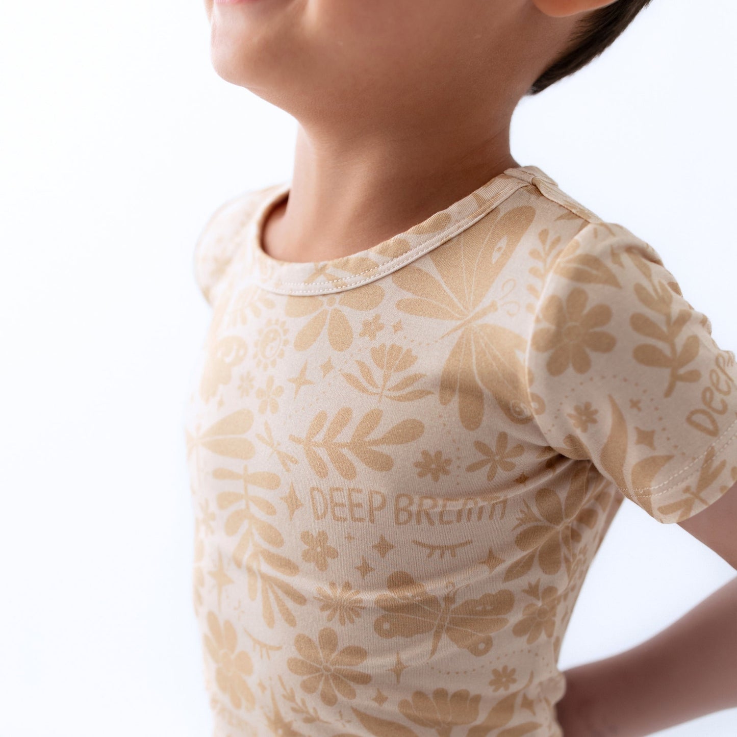 The Second-Skin 2-Piece Short Sleeve Pajama | Om Baby (Beige)