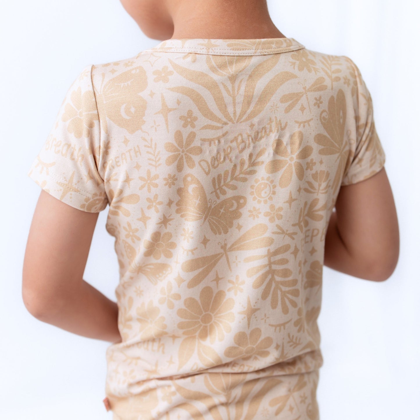 The Second-Skin 2-Piece Short Sleeve Pajama | Om Baby (Beige)