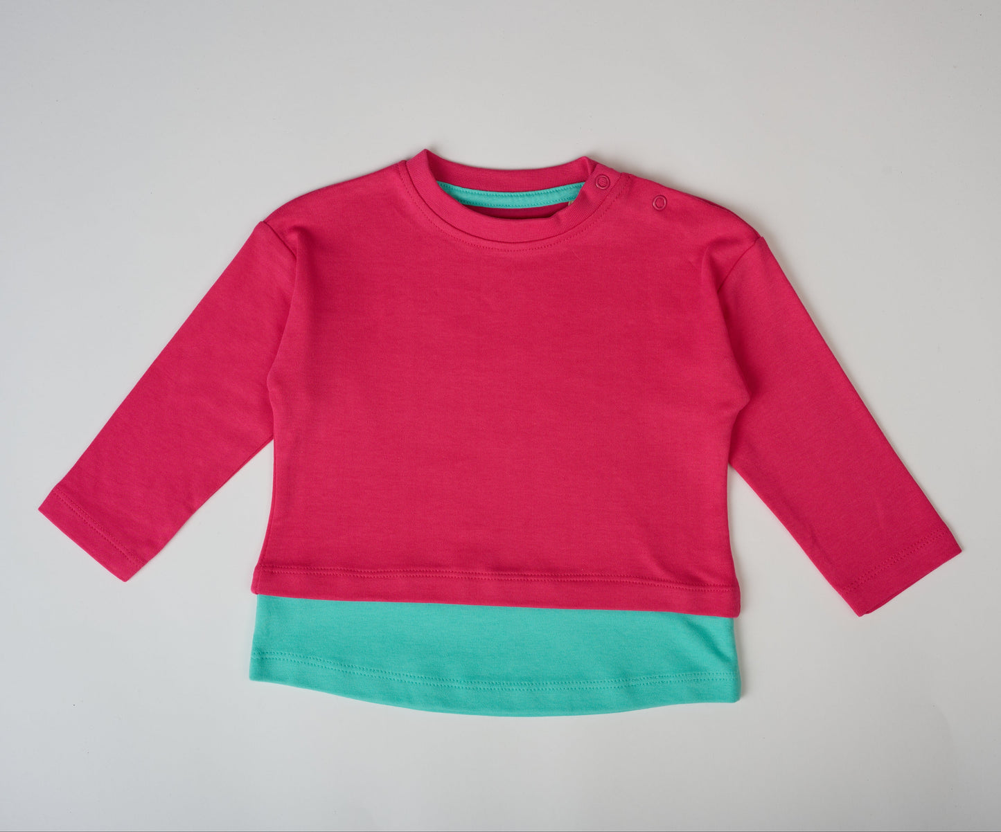 Long Sleeve Pink & Teal Layered T-shirt