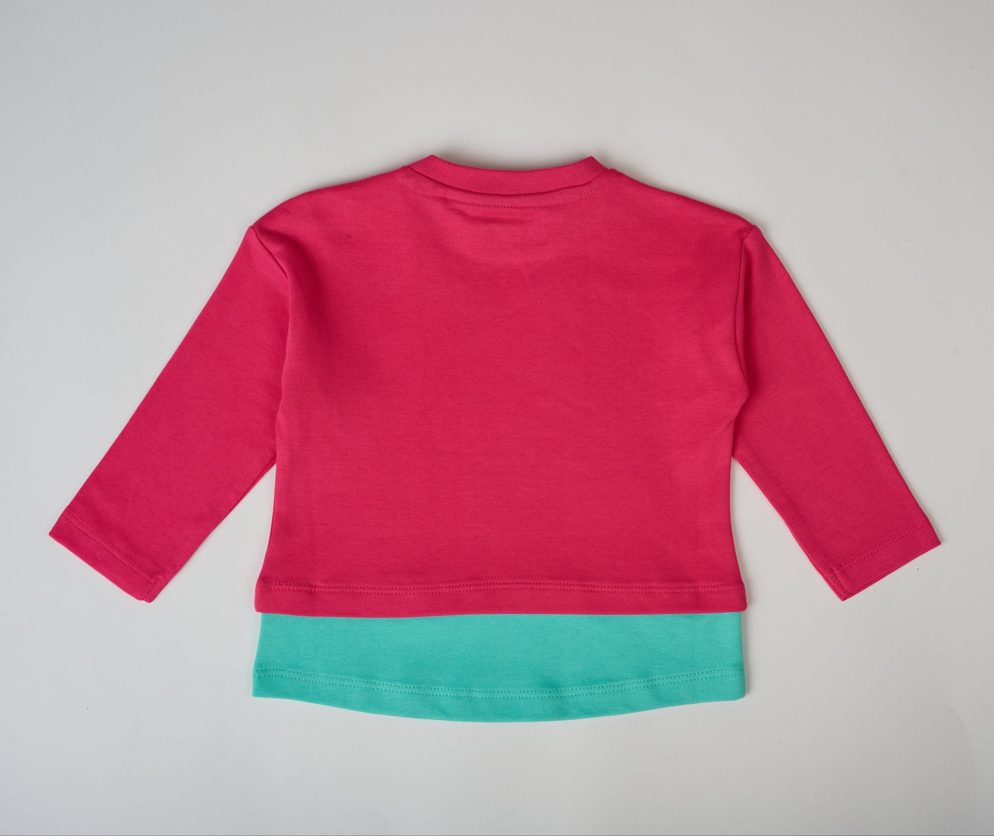Long Sleeve Pink & Teal Layered T-shirt