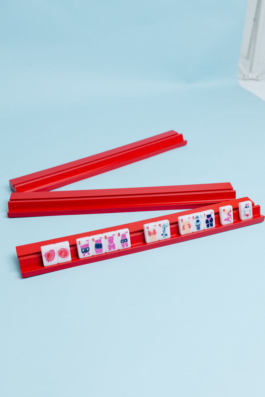 Mahjong Racks (4) - Wooden with Magnetic Pushers