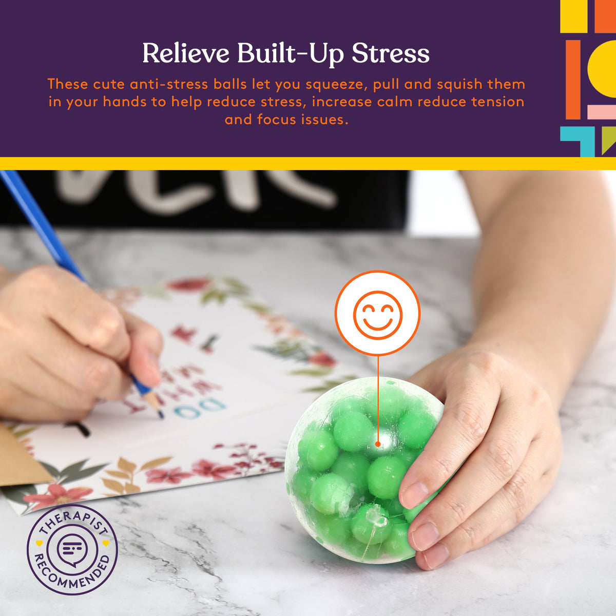 Squishy Stress Balls 6-Pack – Colorful Sensory Fidget Toys for Stress Relief, Anxiety Relief, Focus & Relaxation for Kids and Adults