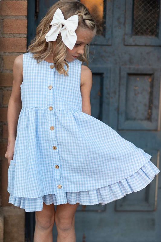 Blue Check Gingham Dress