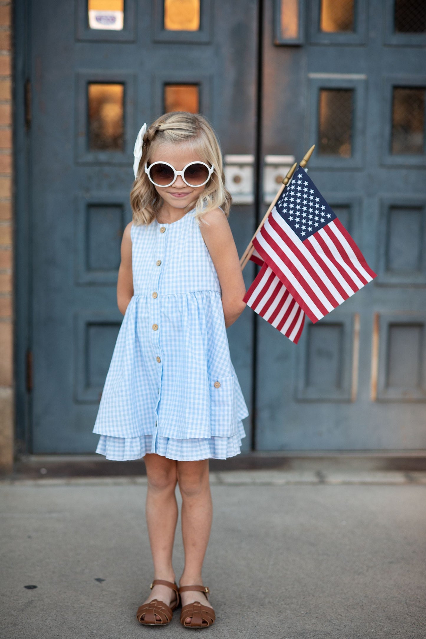 Blue Check Gingham Dress