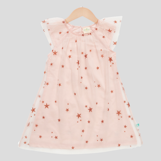 Starry Tulle Sleeveless Dress for Toddler - Peach