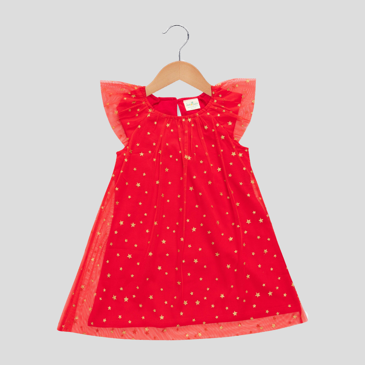 Elegant Red Starry Tulle Sleeveless Dress for Toddler
