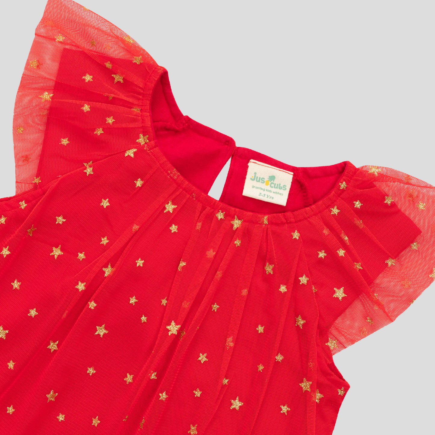 Elegant Red Starry Tulle Sleeveless Dress for Toddler