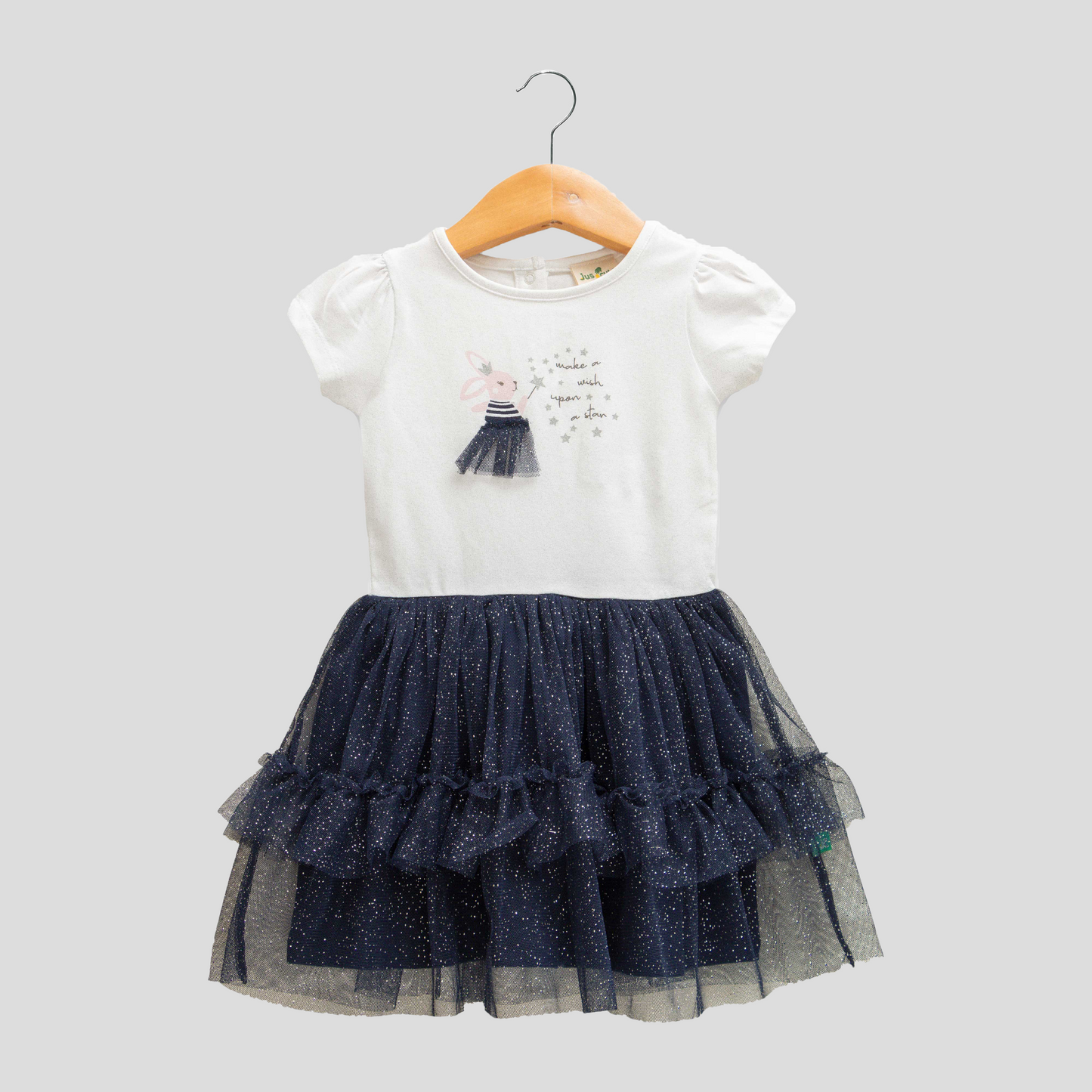 Bunny Wish Navy Ruffle Tulle Flair Dress for Toddlers