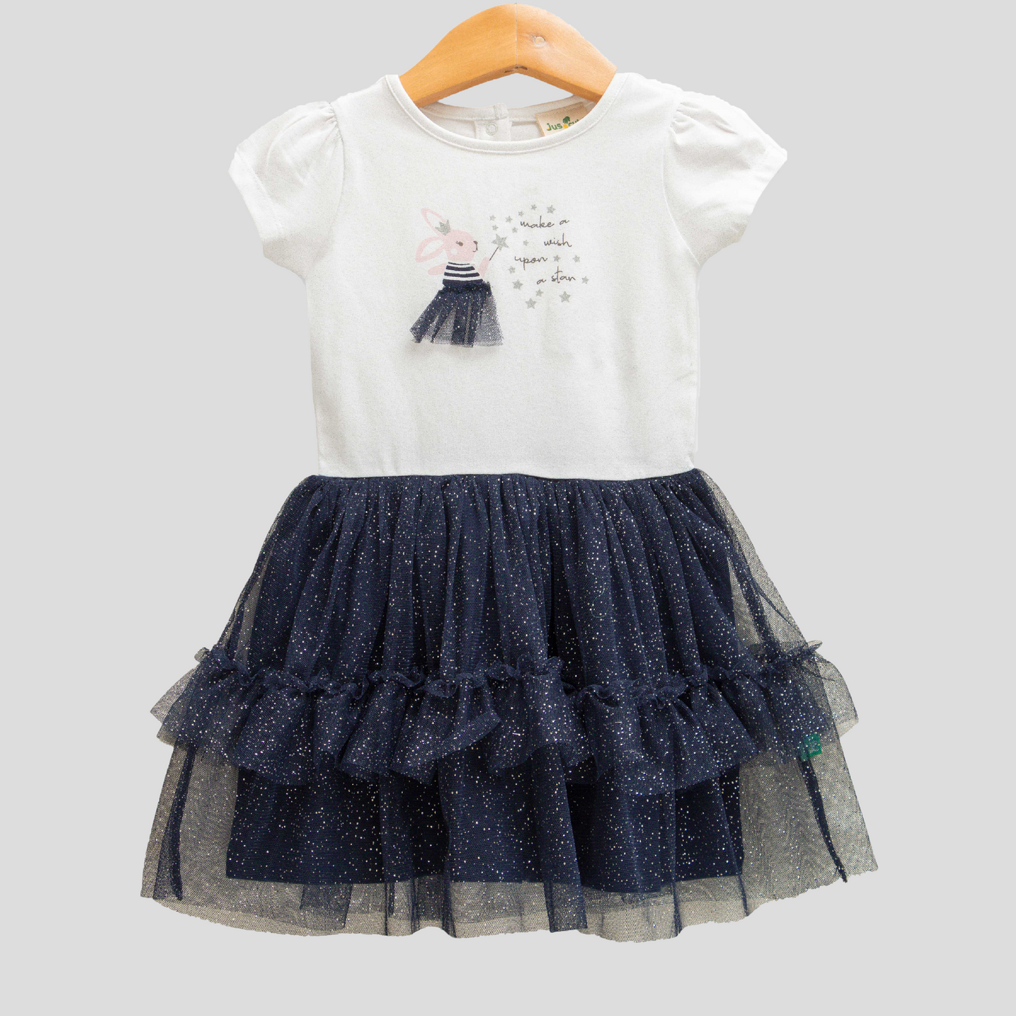 Bunny Wish Navy Ruffle Tulle Flair Dress for Toddlers