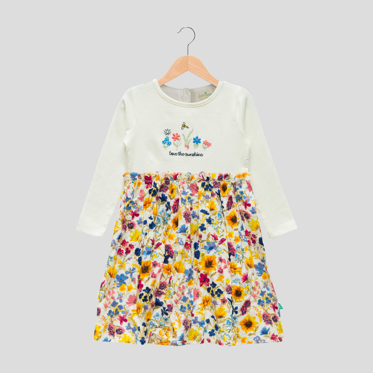 Charming Floral Full Sleeve Flair Dress for Toddler