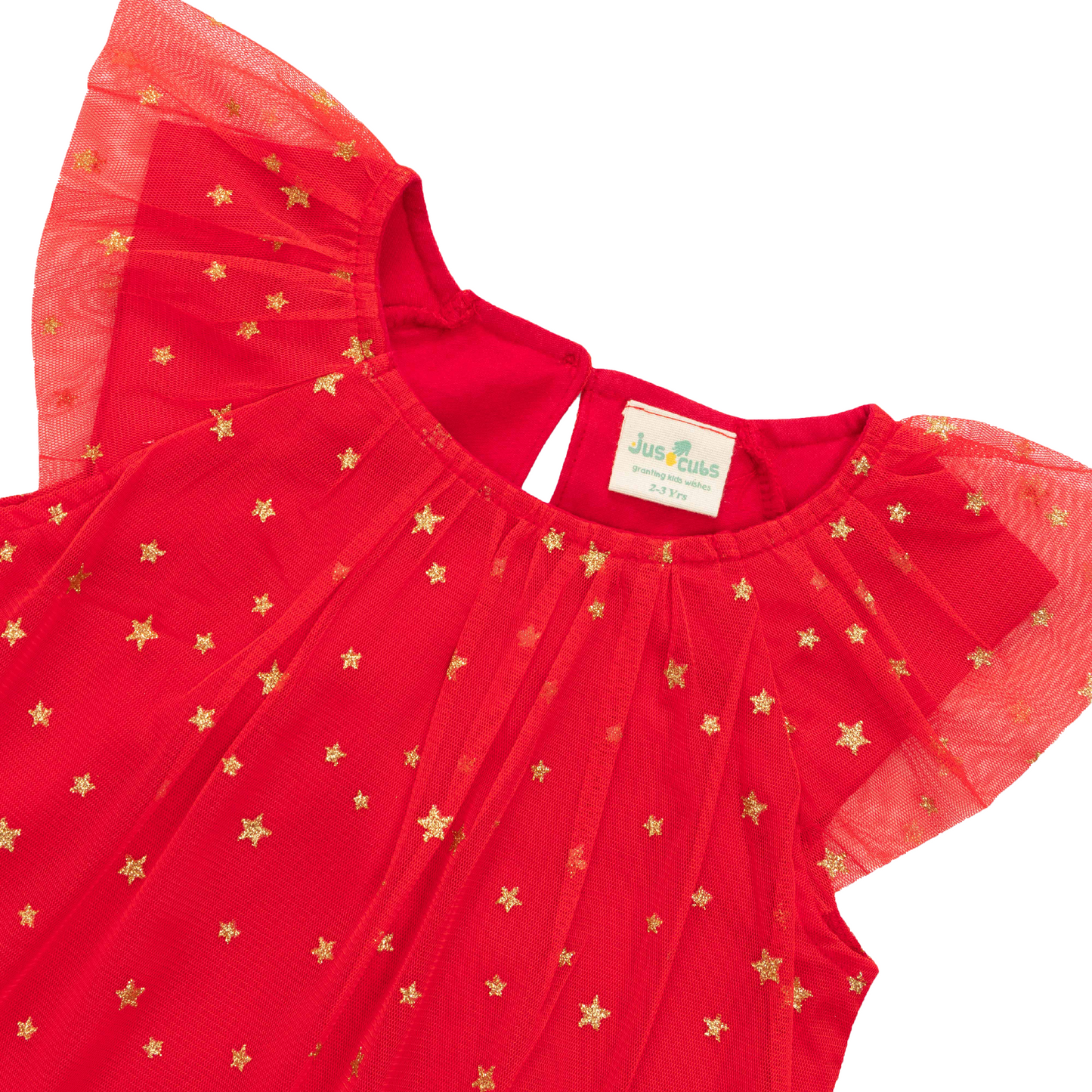 Elegant Red Starry Tulle Sleeveless Dress for Toddler