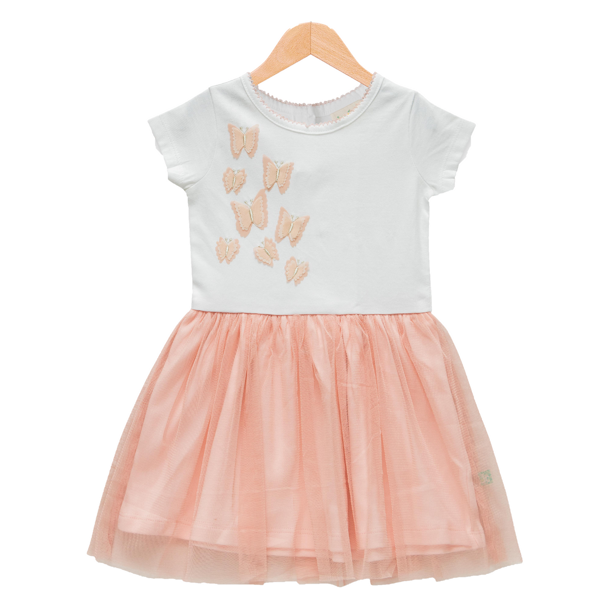 Elegant Peach Butterfly Tulle Flair Dress for Toddler
