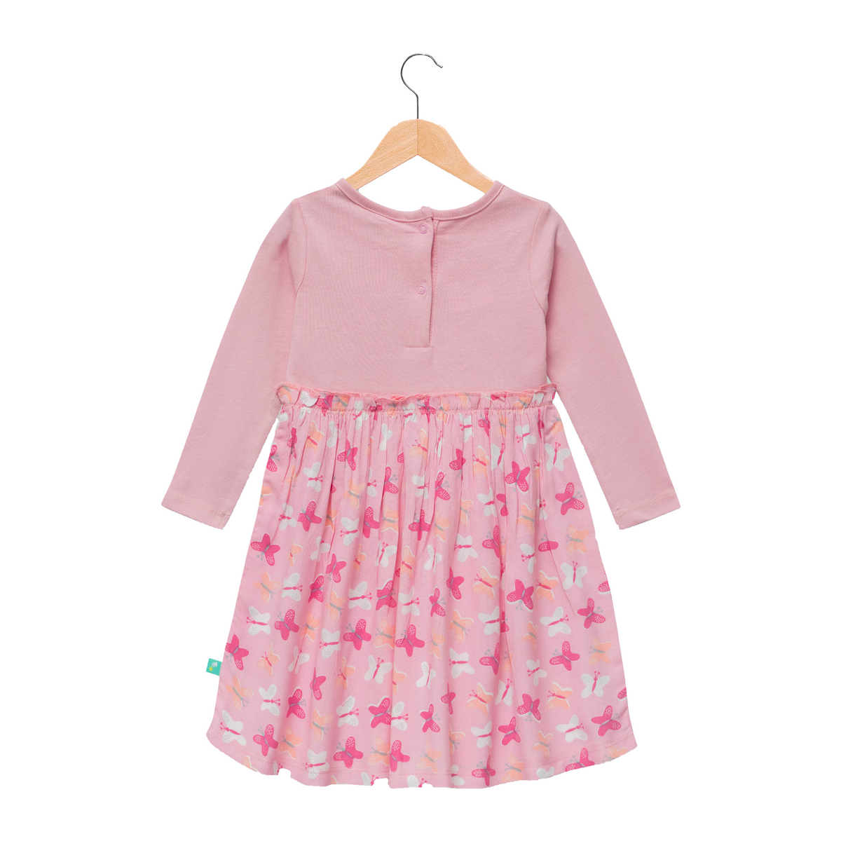 Adorable Pink Butterfly Full Sleeve Flair Dress for Toddler
