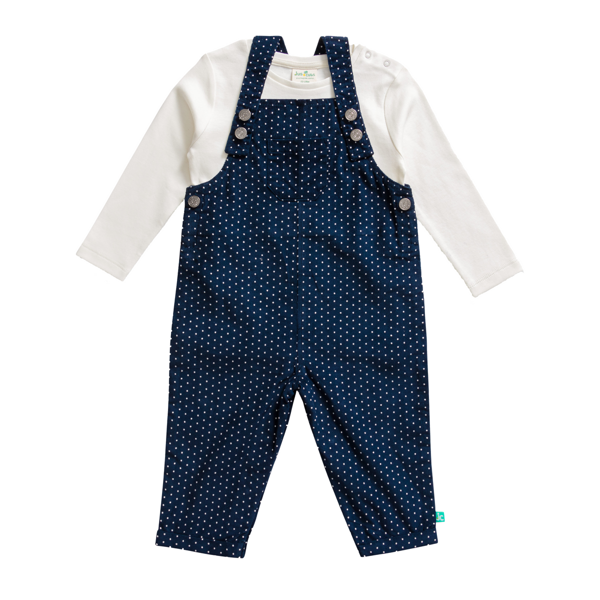 Full Sleeve Polka Dot Overall Set for Toddlers - Navy