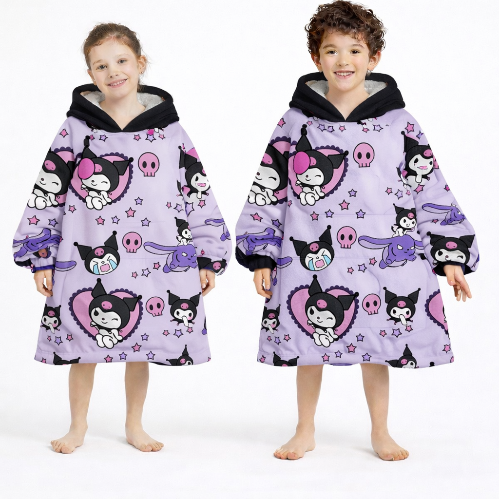 Kuromi Hello Kitty Wearable Blanket Hoodie for Kids & Adults | OLM Toys