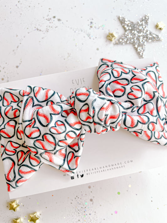 Baseball Heart Baby Bow Turban