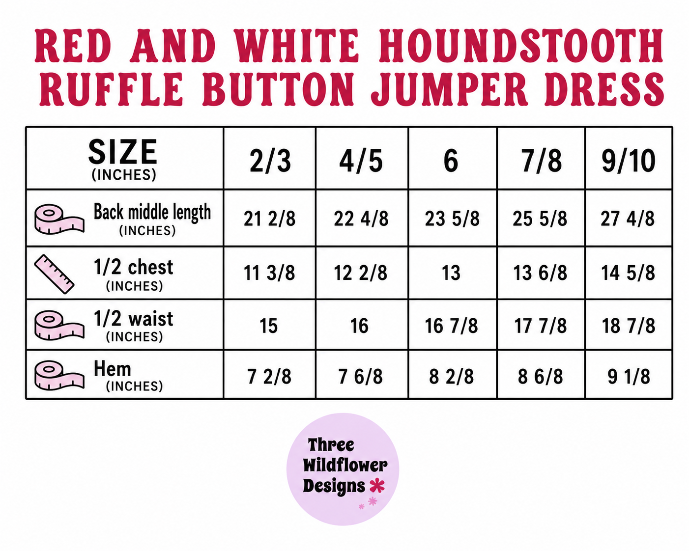 Red and White Houndstooth Ruffle Button Jumper Dress- preorder