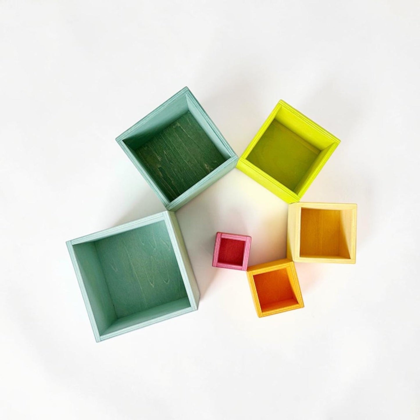6-Piece Basswood Wooden Pastel Nesting Box Set | Painted & Hand-Stained Finishes | Montessori Stacking Toy