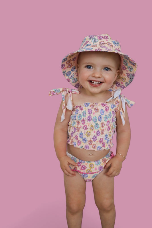 RAY OF SUNSHINE DREAM SMOCKED TANKINI TWO PIECE SWIM SUIT