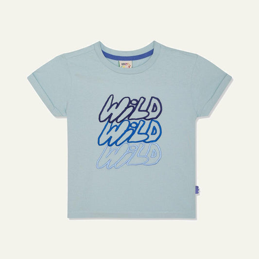 Recycled Cotton Wild Kid T-shirt - Sterling Blue/multi