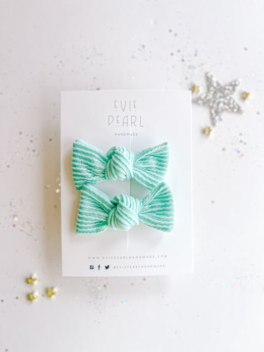 Teal Ribbed Small Pigtail Set