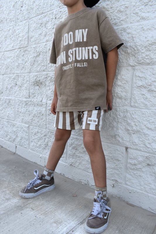 RIVIERA STRIPE SHORTS - ECRU