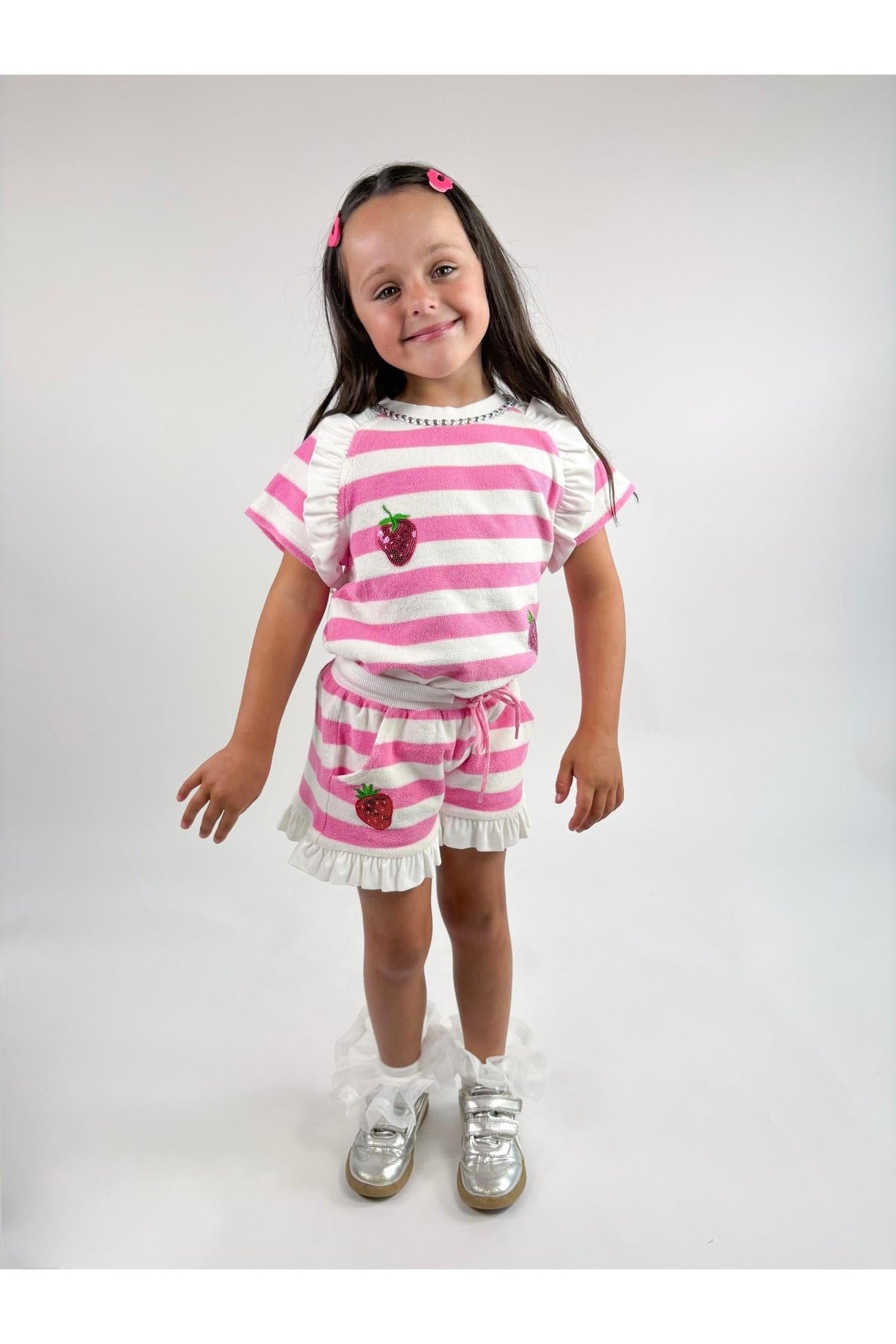 Pink Stripe Strawberry Terry Set