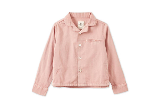 Long Sleeve Organic Cotton Woven Collared Shirt - Pink Quartz