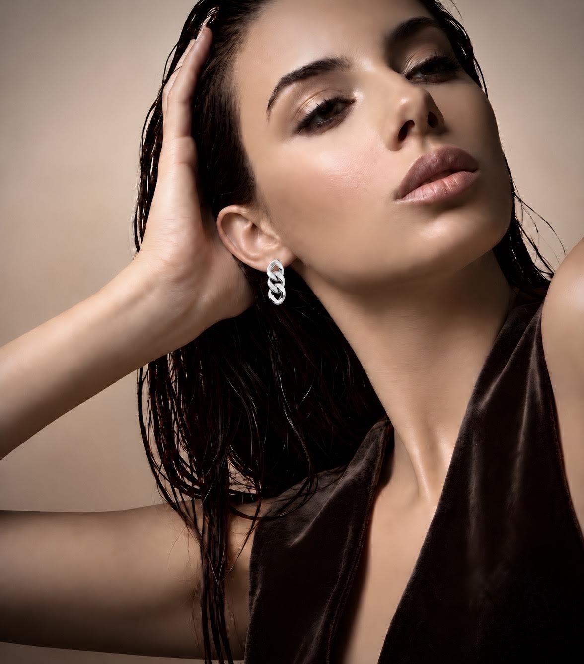 ER160W B.Tiff High Polish Cuban Link Earrings