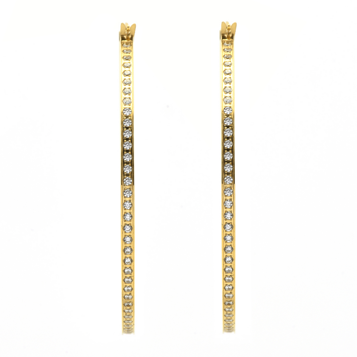ER322G B.Tiff Gold Pavé 146-Stone Big Hoop Earrings