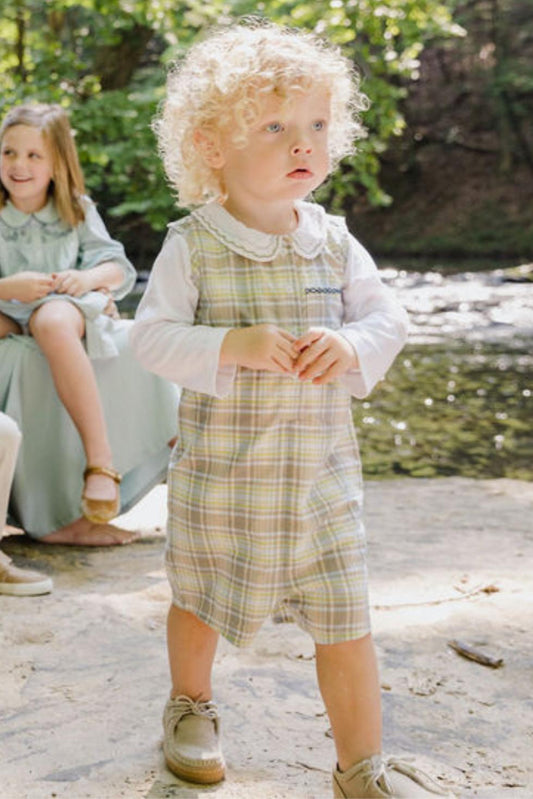 Johnny Romper in Lemon Sky Check