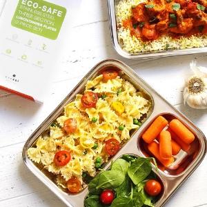 Stainless Steel Dinner Plates, Reusable, 3 Compartments, 2 Pack