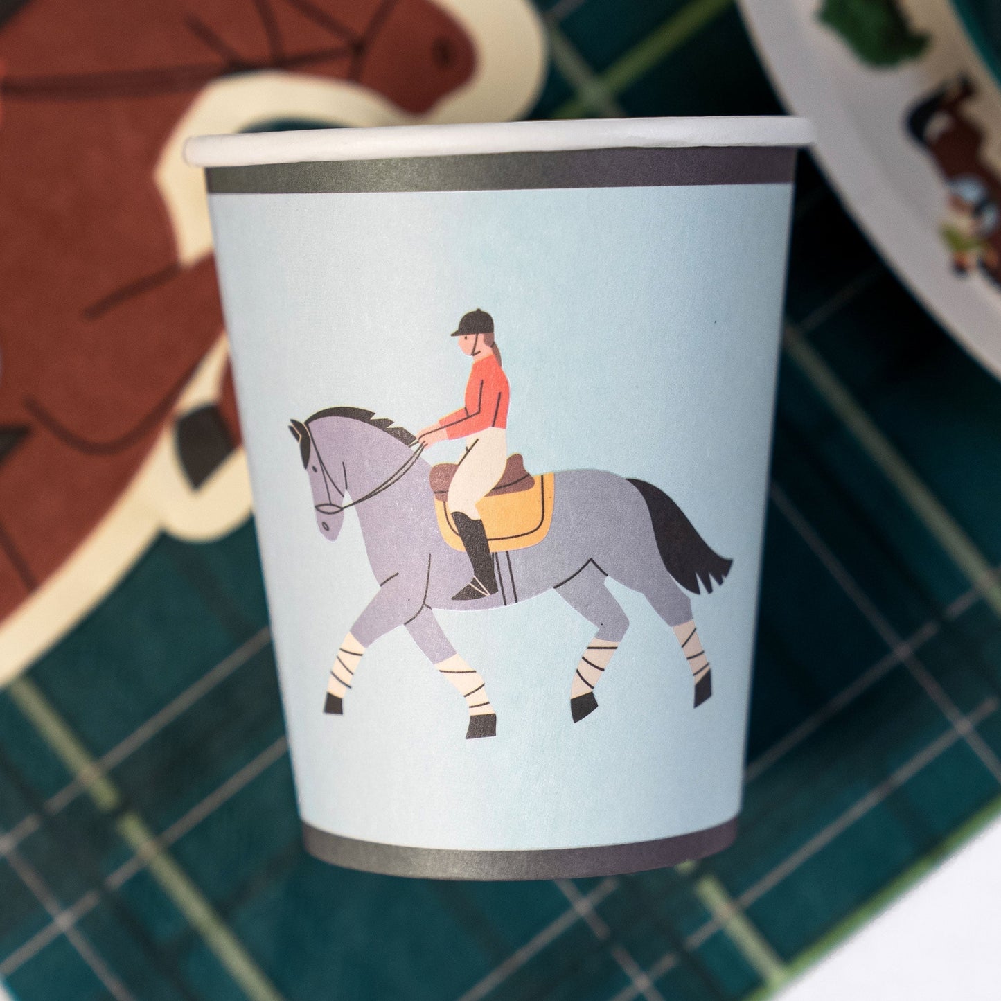 Equestrian Horse Riding Paper Cups (9 oz) | Recyclable Eco Cups for Horse Party, Kids Birthday, Derby or Pony Theme