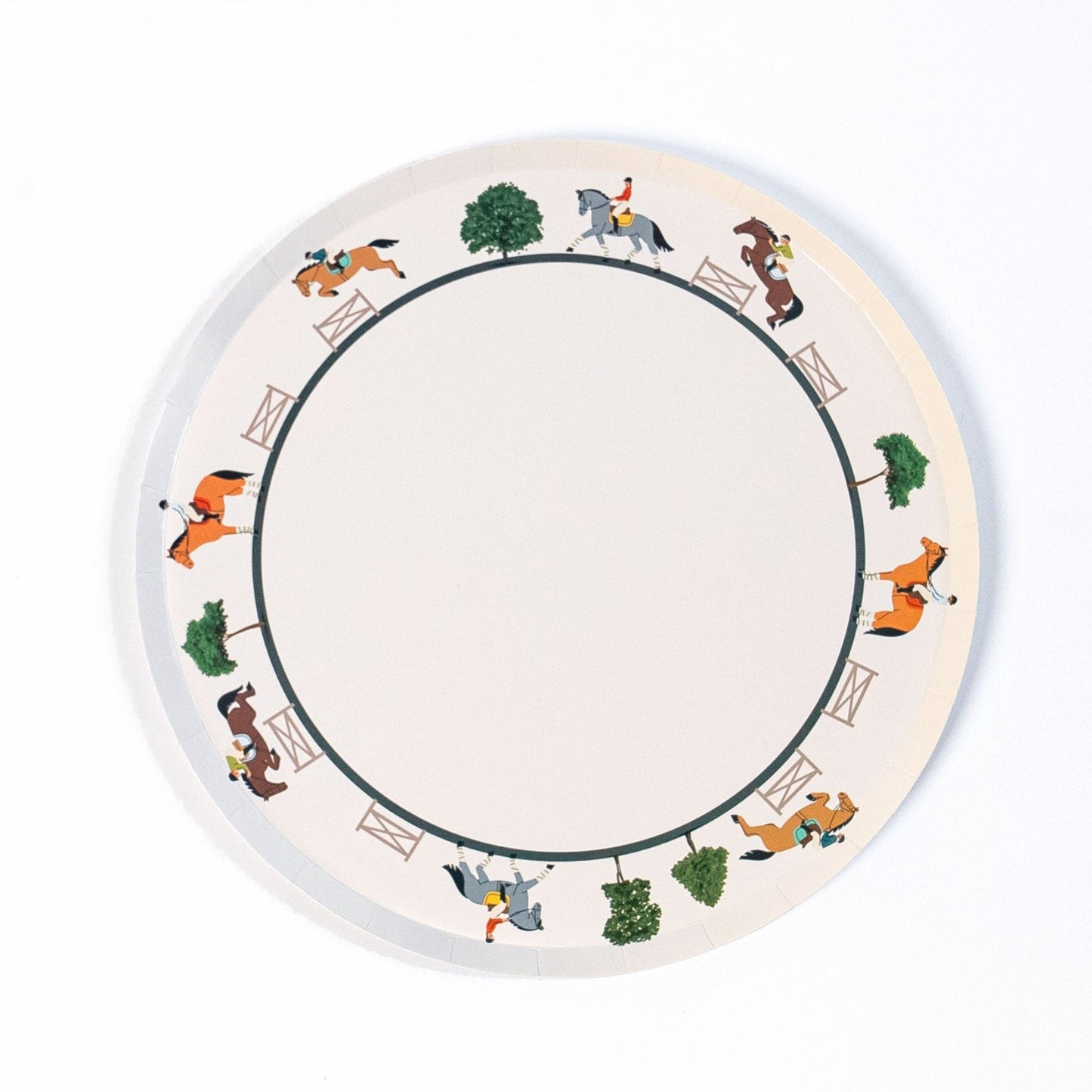 Equestrian Horse Riding Paper Dinner Plates (9 Inch) | Hunter Jumper Party Theme | Eco-Friendly, Recyclable Horse Party Plates for Kids & Adults