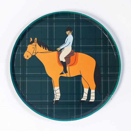 Equestrian Horse Dessert Plates (7 Inch) | Horse Party Supplies | Recyclable Paper Plates for Horse Lovers, Pony Party, Kids & Adults