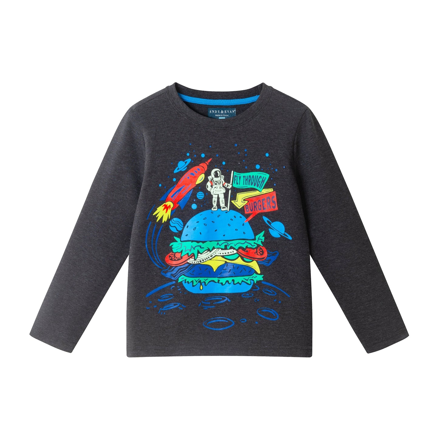 Kids Long Sleeve Graphic Tee | Space Burger
