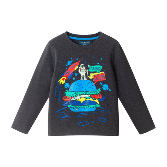 Kids Long Sleeve Graphic Tee | Space Burger