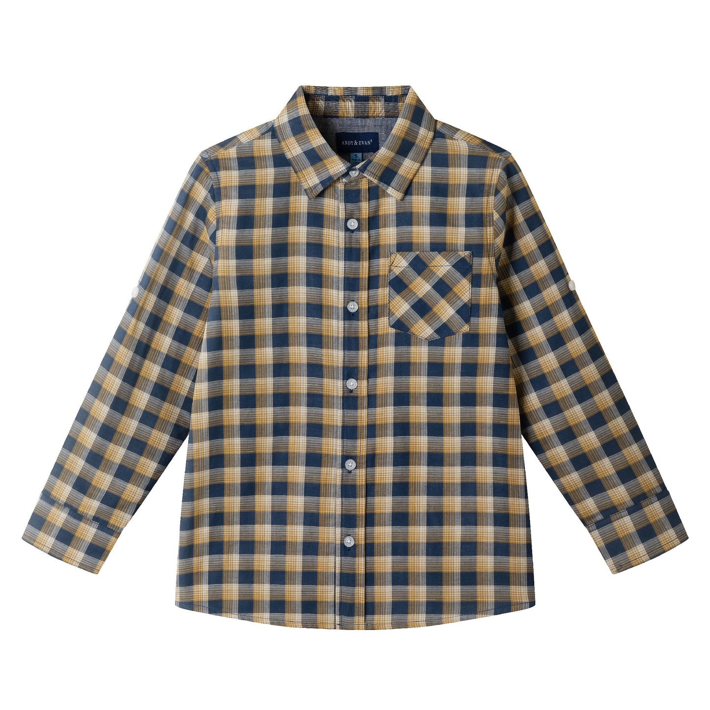 Kids Double-Faced Buttondown | Blue Plaid